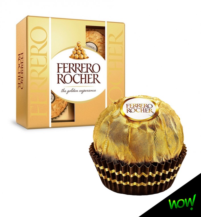 Ferrero Rocher caja dorada 50gr x4 unidades
