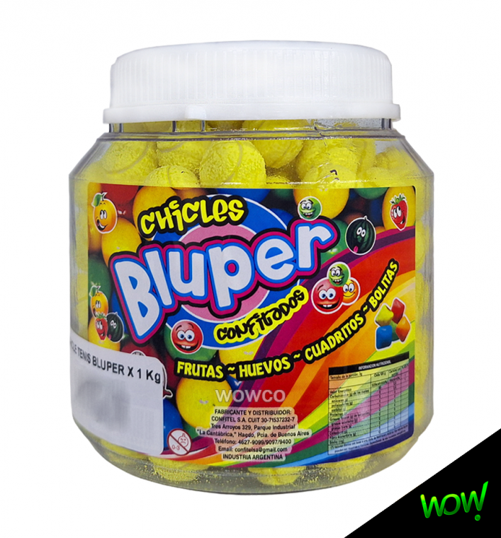 Frasco Chicles Bluper Tennis x 1kg