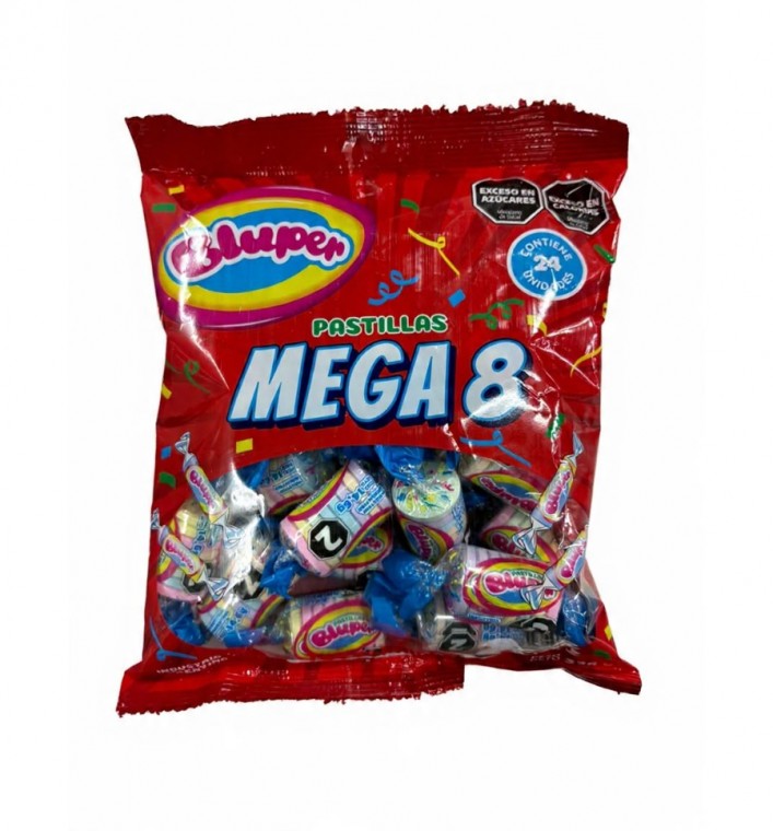 Pastilas Bluper Mega-8 Tutti Frutti 336gr