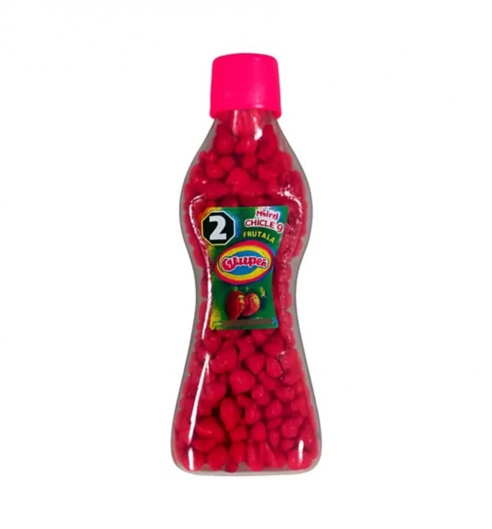 Mini Chicles En Botellitas Bluper (Frutilla)