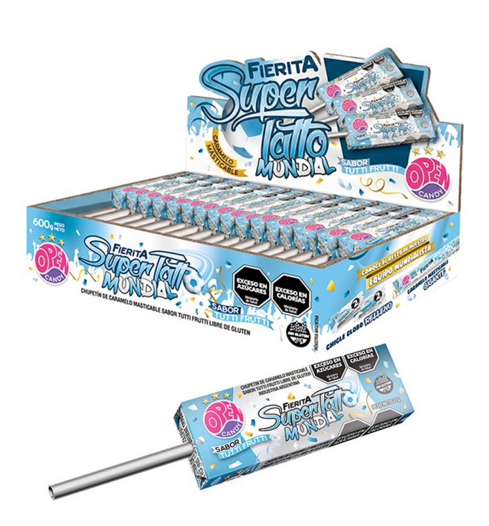 Chupetin de Caramelo Masticable Mundial Tatto sabor Tutti Frutti 600g