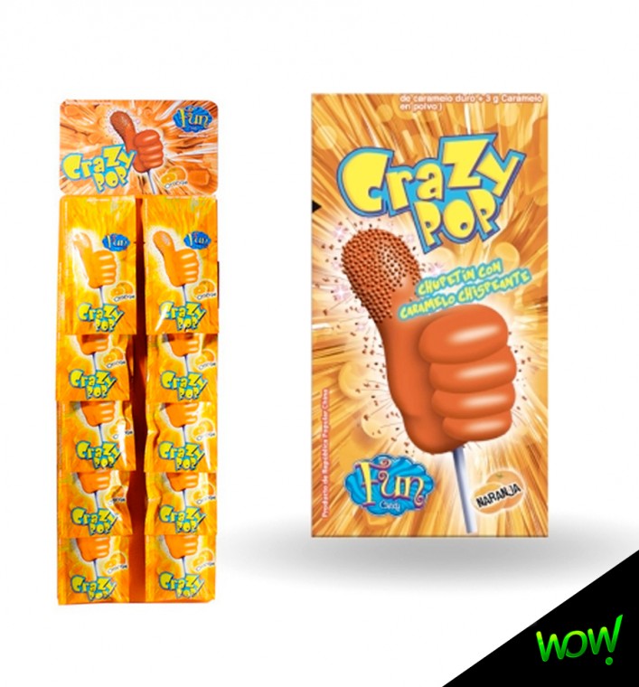 Chupetin Crazy Pop Tira Naranja